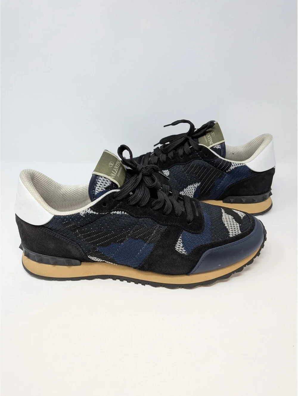Valentino Garavani Rockrunner Camo Sneakers Navy Black TT723Y0 EU 43 US 10